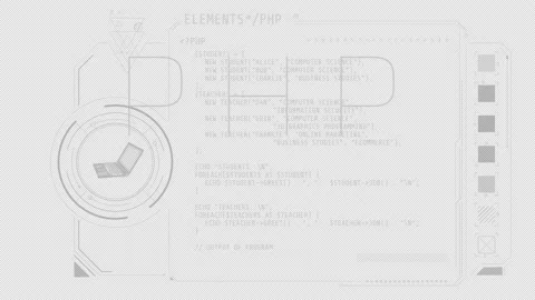 Animation of the abstract coding process in HUD style. Stock Footage 238666482