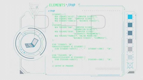 Animation of the abstract coding process in HUD style. Stock Footage 238992181
