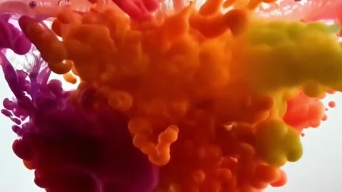 Animation of abstract colorful int splash in white background Stock Footage 280719973