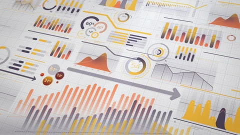 Animation of abstract data infographics on a moving background Stock Footage 334083149