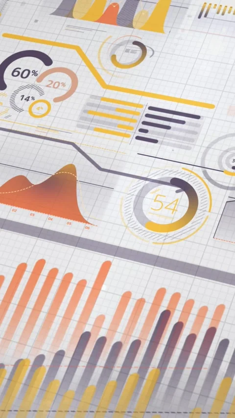Animation of abstract data infographics on a moving background Stock Footage 345666925