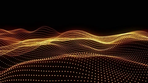 Animation abstract digital yellow particles wave. Stock Footage 195936245