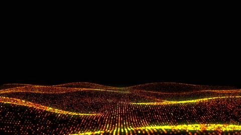 Animation abstract digital yellow particles wave. Stock Footage 207547489