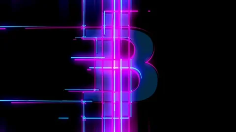 Animation of abstract dotted retro tech with bitcoin cryptocurrency sign. Stock Footage 336442743