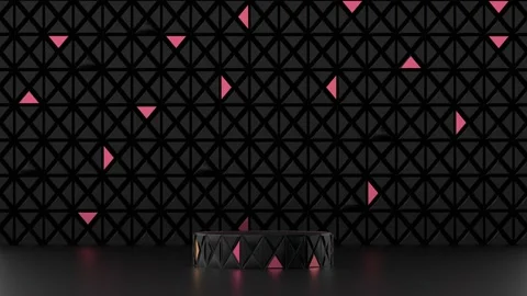 Animation of an abstract elegant podium with a background of triangles in black Stock Footage 166615642