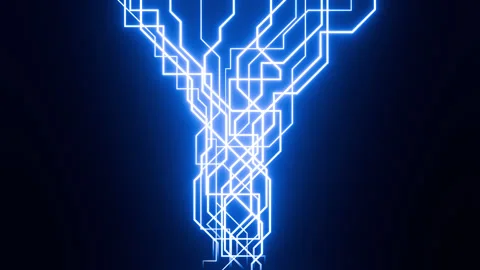 Animation abstract futuristic technology light lines on black background. Stock Footage 298566703