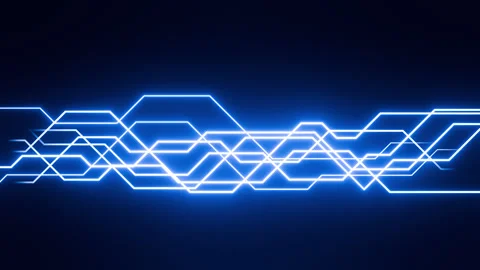 Animation abstract futuristic technology light lines on black background. Stock Footage 298569292