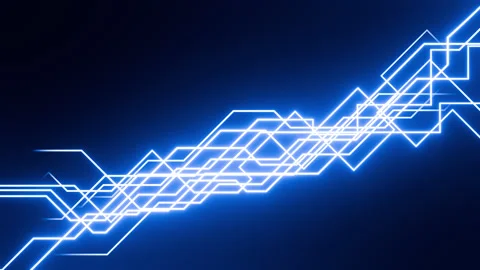Animation abstract futuristic technology light lines on black background. Stock Footage 298570505