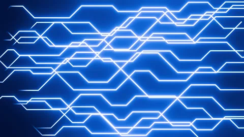 Animation abstract futuristic technology light lines on black background. Stock Footage 298573704
