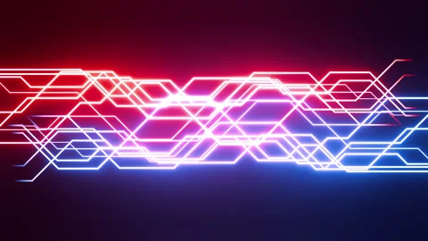 Animation abstract futuristic technology light lines on black background. Stock Footage 298577622