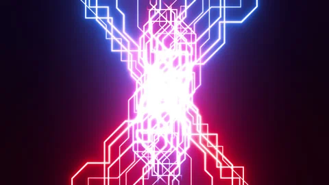 Animation abstract futuristic technology light lines on black background. Stock Footage 298578355