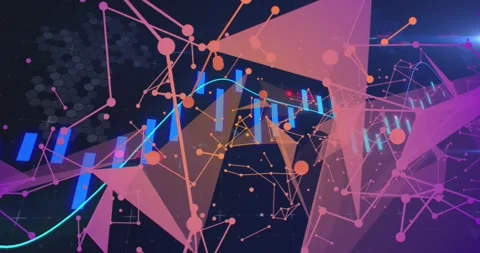 Animation of abstract geometric shapes with digital data visualization elements Stock Footage 327394068