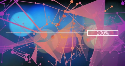 Animation of abstract geometric shapes with network connections and progress bar Stock Footage 304860920