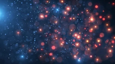 Animation of abstract glowing glitter particles in blue and orange colors. Stock Footage 281841173