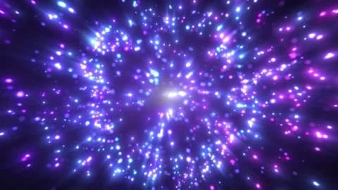 Animation of abstract glowing glitter particles with light rays Stock Footage 284318139
