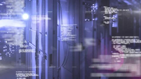 Animation of abstract green hexagonal shape spinning and data processing over Stock Footage 327005001
