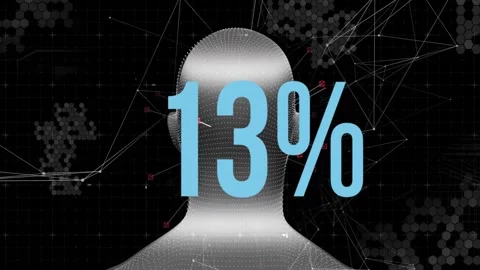 Animation of abstract human figure with 14% text over digital network background Stock Footage 326627636
