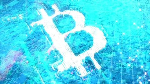 Animation of abstract line with bitcoin cryptocurrency sign. Stock Footage 336443205