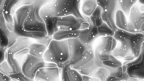 Animation abstract liquid metallic fluid white glowing particles floating. Stock Footage 337078106