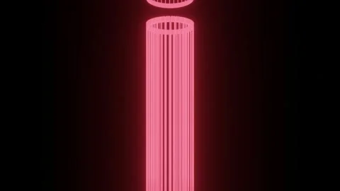 Animation of an abstract neon sci-fi pink line object moving in the middle. Stock Footage 148402575