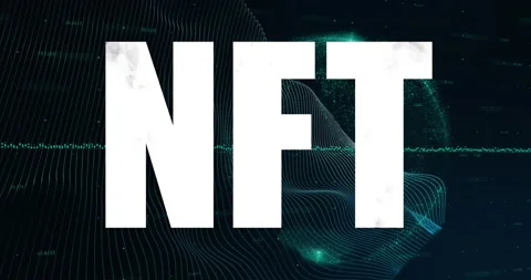 Animation of abstract pattern in nft text over graph and globe with numbers Stock Footage 235739708