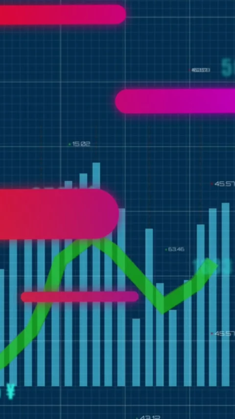 Animation of abstract pattern over graph and increasing numbers with multiple 스톡 동영상 321719790