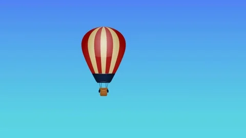 Animation of abstract pattern over hot air balloon against blue background Video stock 328254904