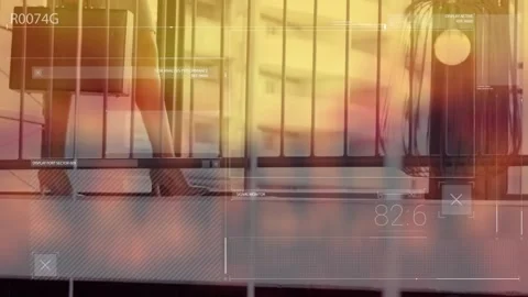Animation of abstract pattern over low section of businesswoman with suitcase Stock Footage 220893974