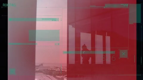 Animation of abstract pattern over silhouette female entrepreneur talking on 動画素材 327063241