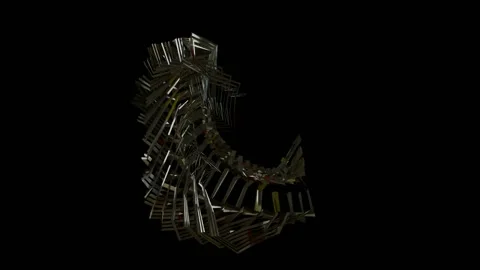 Animation of abstract shape swirling trough the space Vidéo 141218498
