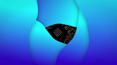 Animation of abstract shapes with circuit pattern in futuristic technology Stock Footage 304075302