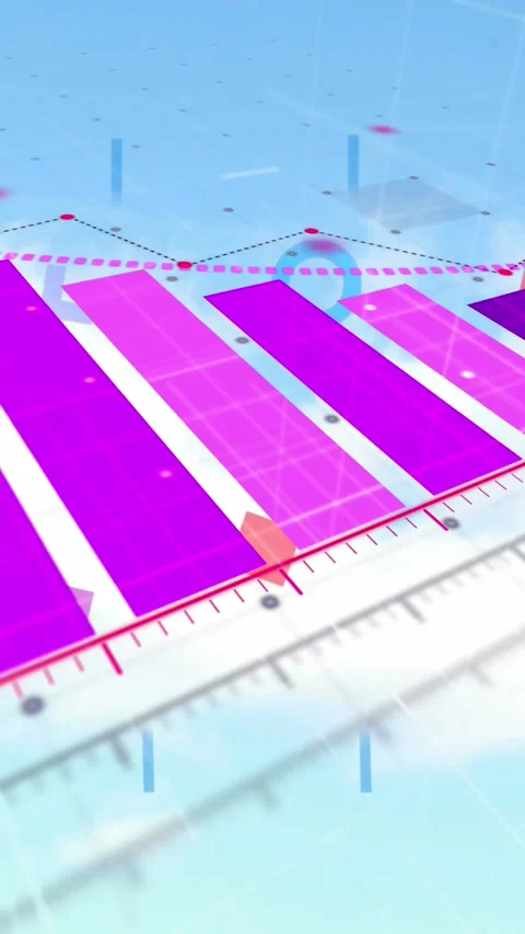 Animation of abstract shapes over statistical data processing against clouds in Stock Footage 321581193