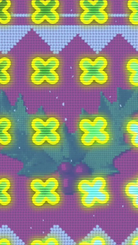 Animation of abstract shapes in seamless pattern and mistletoe over traditional Stock Footage 321852944