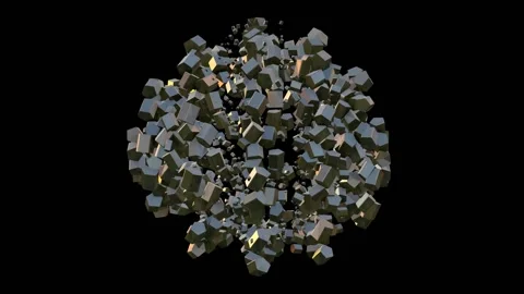 Animation of abstract spherical object  that grows and creates many parts Stock Footage 141220058