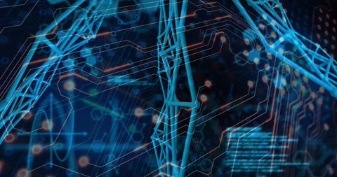Animation of abstract structure, data and molecules over circuit board pattern Stock Footage 329232460