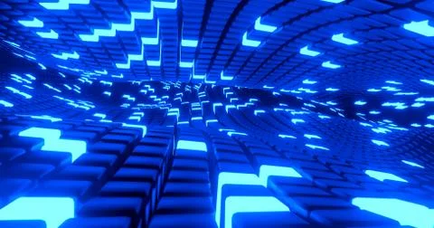 Animation abstract technology Network loop in the tunnel science 库存插图