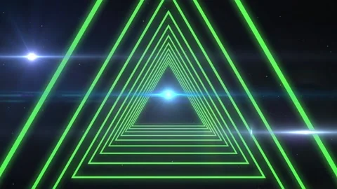 Animation of abstract triangular shape in seamless pattern over light spots Stock Footage 204821669