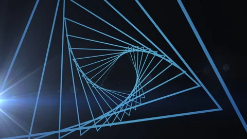 Animation of abstract triangular shape in seamless pattern over light spot Stock Footage 316039278