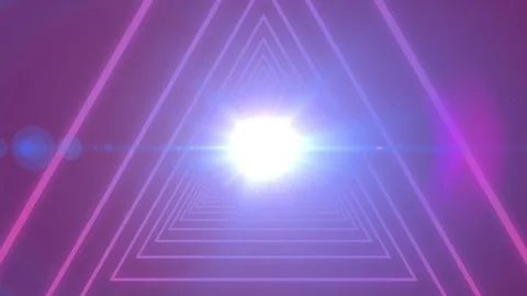 Animation of abstract triangular shape in seamless pattern over light spot Stock Footage 328250772