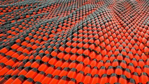 Animation of abstract wave red metallic liquid with reflections. 3D rendering Stock Illustration