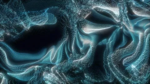 Animation of abstract waves made of glowing blue and white particles Stock Footage 275092492
