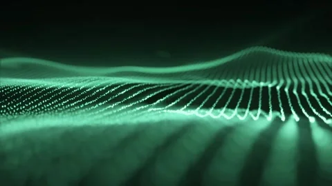 Animation of abstract waves made of small turquoise particles. Stock Footage 252996220