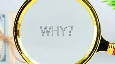 Animation of an abstract word WHY written through a magnifying glass in close-up 库存影片 316340125