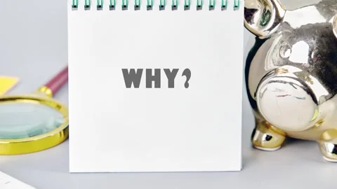 Animation of an abstract word WHY written on an upright notebook.. Questions 库存影片 316945721