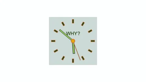 Animation of an abstract word WHY written on the clock face with fast-running 库存影片 317801878