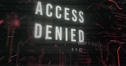 Animation of access denied text banner and binary coding against microprocessor Stock Footage 260973437