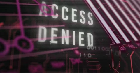 Animation of access denied text, binary codes, graphs and computer language on 動画素材 235488166