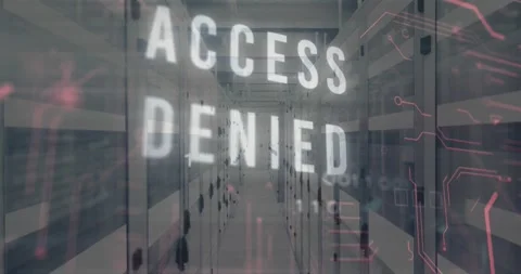 Animation of access denied text in circuit board pattern and binary codes over Stock Footage 329167143