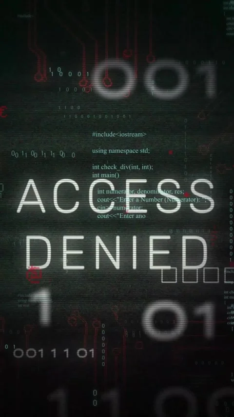 Animation of access denied text over processing data and charts on interface Stock Footage 342806017