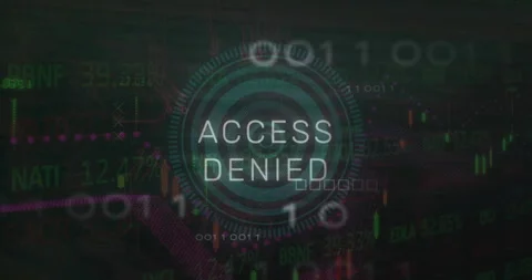 Animation of access denied text, scope and data processing over black background Stock Footage 264864857